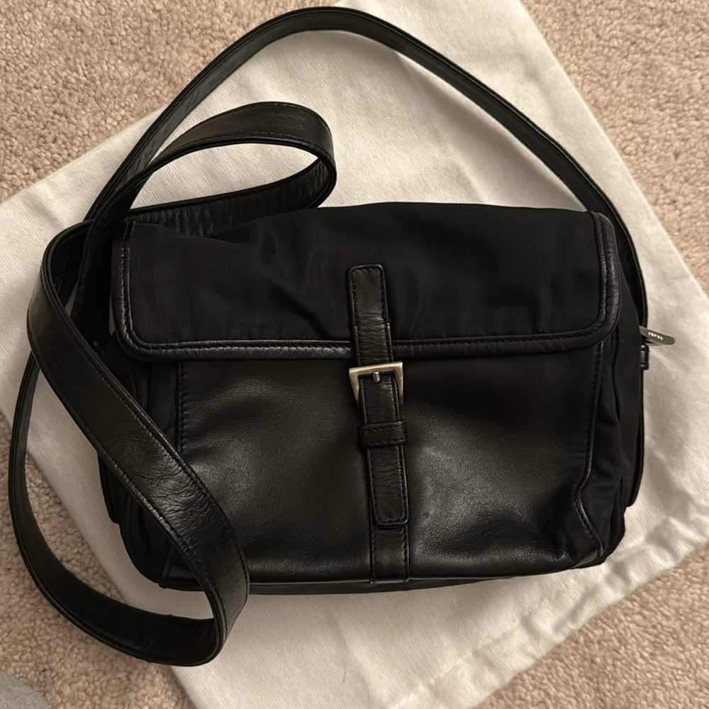 Vintage Prada leather nylon crossbody bag